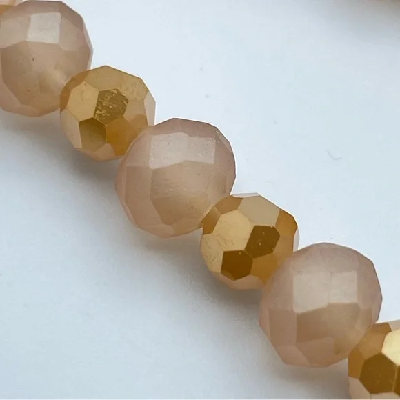 Erimish Blush & Gold Faceted Beaded Stretch Charm Bracelet - Picture 3 of 5